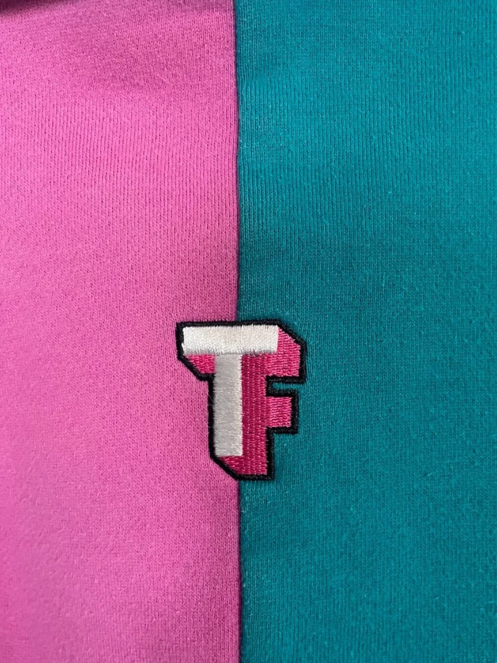 Teddy Fresh Men M Love Bubblegum Blue Pink Green Color Block Hoodie Sweatshirt - Picture 4 of 10